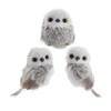 Kurt Adler 3 pc Adorable Furry Gray and White Owl