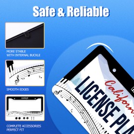 Piano License Plate for Music Lover License Plate Stainless Steel Funny License Plate Decorative with Screws Size 12.3" x 6.3" for Women Men