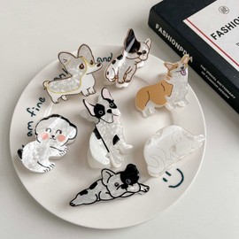 Cute Dog Hair Clips Fun Barrettes for Women with Dogs, Perfect for Dog Lovers and Gifts (Standing French bulldog)