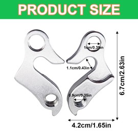WeddHuis Pack of 2 derailleur hanger, bike rear derailleur hanger, aluminium alloy replacement bicycle derailleur hanger with nuts, silver gear mech rear derailleur bicycle hanger for bicycle, road