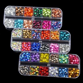 Massive Beads 1080pcs+ Flatback Glass Hotfix Iron On Rhinestones Crystal for DIY Making with 1 Tweezer & 1 Picking Pen for Shoes, Clothes, Face Art, Bags, Manicure (33-Colors, SS 30)