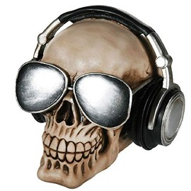 OOTB Skull with Earphones and Sunglasses Savings Bank, Polyresin Multi-Colour, 12 x 9 x 16 cm