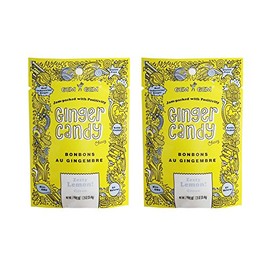 Gem Gem All Natural Chewy Ginger Candy 1.25oz (Lemon, 2 Pack)