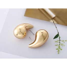 Aksod Teardrop Earrings for Women Chunky Waterdrop Earrings Dupes Lightweight Large Tear Drop Studs for Women (Gold)