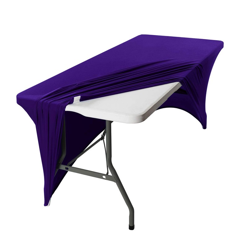 Peomeise 6Ft Spandex Table Cover Rectangular Stretch Spandex Tablecloth (Purple,6Ft)