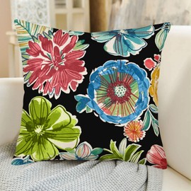 Fukeen Boho Floral Throw Pillow Covers Watercolor Bohemian Vintage Flower Decorative Cushion Cover Pillowcase for Bedroom Sofa Home Decor 18x18 Inch Coloured Cushion Cover