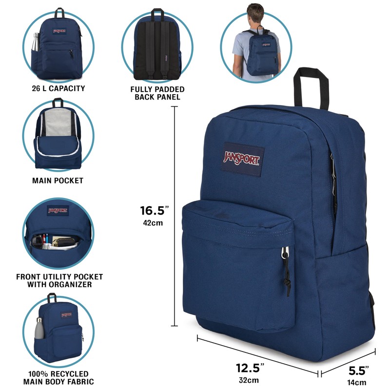 JanSport Superbreak Plus Backpack, Blue Iolite, One Size, Superbreak Plus