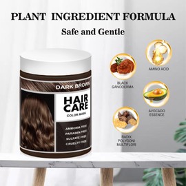 Joyful Young Semi Permanent Hair Color Mask for Gray Hair, Plant Based Vegan Magic Hair Dye Conditioner, Colors Hair in Minutes | Long Lasting Ammonia FREE, Large Capacity 300ml (DARK BROWN)