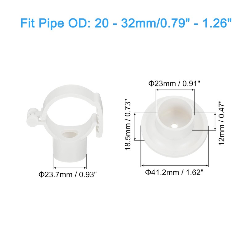 uxcell 12Pcs PVC Pipe Clamps, White, Fit for 20-32mm OD