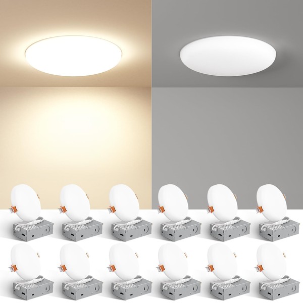 Amico 12 Pack 4 Inch 5CCT Frameless LED Recessed Ceiling