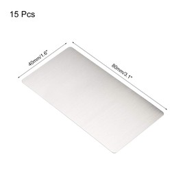 sourcing map Blank Metal Card 80x40x0.4mm Brushed 201 Stainless Steel Plate for DIY Laser Printing Engraving Silver Tone 15 Pcs