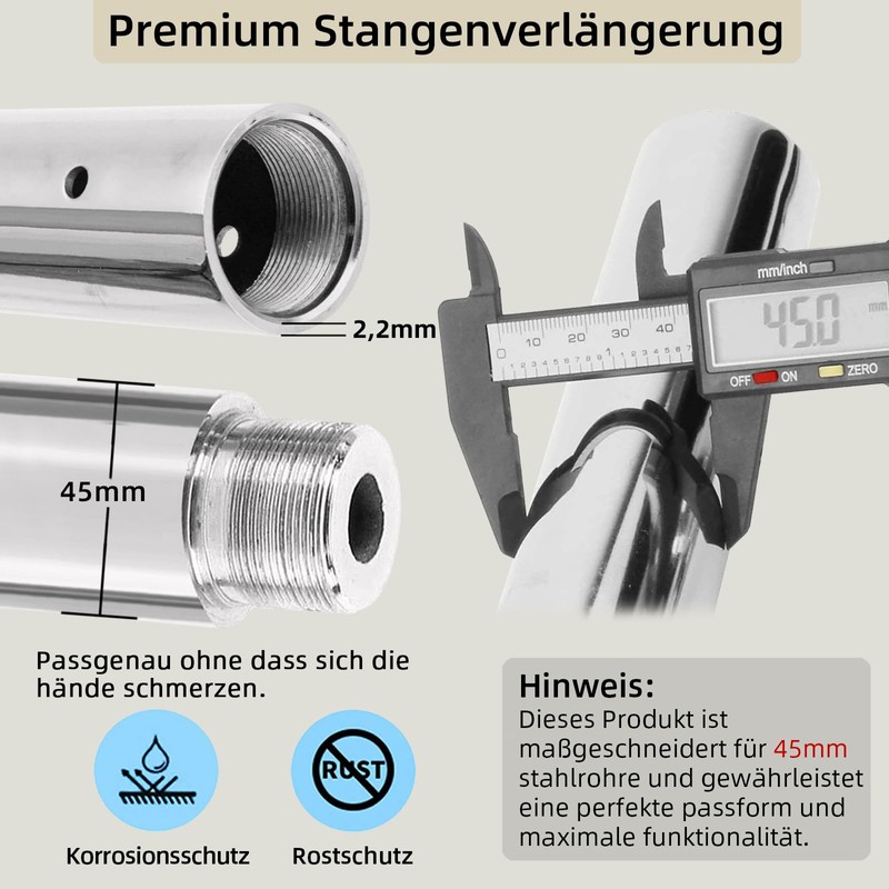 PRIORMAN Pole Extension for 45mm Pole Dancing, Pro Quality 125mm