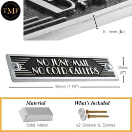 The Metal Foundry No Junk Mail No Cold Callers Metal Door Sign. Art Deco Style Home Decor Accessories Door Or Wall Aluminium Plaque. Handmade In England.