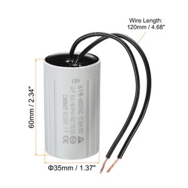 PATIKIL CBB60 8uF Running Capacitor AC 450 V 2 Wires 50/60 Hz Cylinder 60 x 35 mm for Water Pumps Washing Machines Engine Start