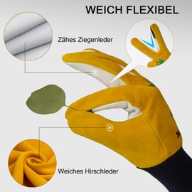 FEISHDEK Women's Gardening Gloves, Thorn Resistant and Puncture Resistant Touchscreen Work Gloves, Forearm Protection, Reinforced Palms and Fingertips, Leather Gloves
