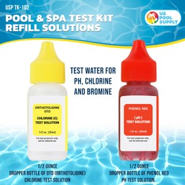 U.S. Pool Supply Swimming Pool & Spa Test Kit Refill Solutions, Test Water for pH, Chlorine and Bromine
