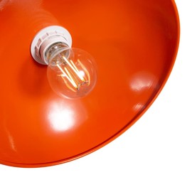 Modern Industrial Retro Designer Orange Gloss Disc Curved Metal Ceiling Pendant Lighting Shade | 60w Maximum | 28cm Diameter by Happy Homewares