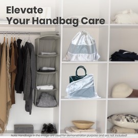 4 Pack Satin Dust Bags for Handbags with Clear Window. Silky Dust Cover for Handbag. Purse Storage Bags. Dustproof Drawstring Bag for Shoes and Boots. (White, W23.6"xH19.6")