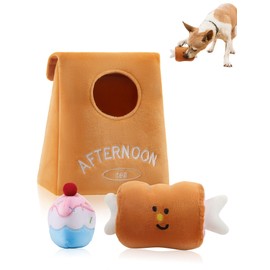 Remedare 3-Pack Birthday Squeaky Dog Toys BBQ & Cupcake Plush Set for Puppies Chew Toys for Small Medium Dogs