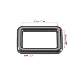 sourcing map Metal Rectangle Ring Buckles 25x15mm for Bags Belts DIY Black 8pcs