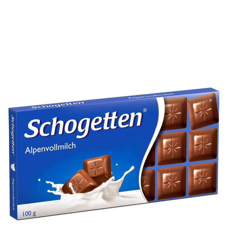 Schogetten German Alpine Milk Chocolate, 100g/3.5oz (Pack of 6)