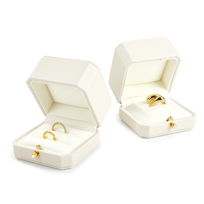 Oirlv Engagement Ring Box PU Leather Ring Storage Box for