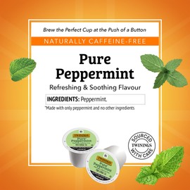 Twinings Pure Peppermint Herbal Tea K-Cup Pods for Keurig, 24 Count (Pack of 1), Made with 100% Pure Peppermint, Naturally Caffeine-Free, Enjoy Hot or Iced