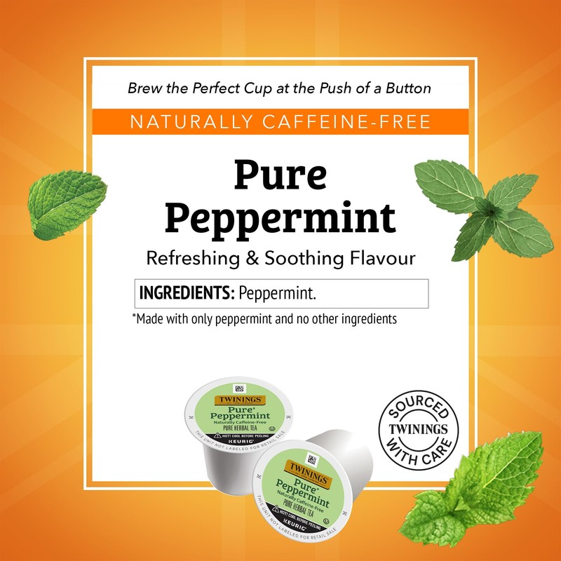 Twinings Pure Peppermint Herbal Tea K-Cup Pods for Keurig, 24