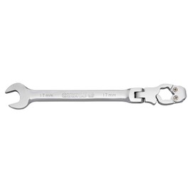 AGS Ratcheting Flare Nut Brake Line Wrench, Metric, Open Flex, 17mm - For Brake, Fuel, Tranmission Lines, & Cables