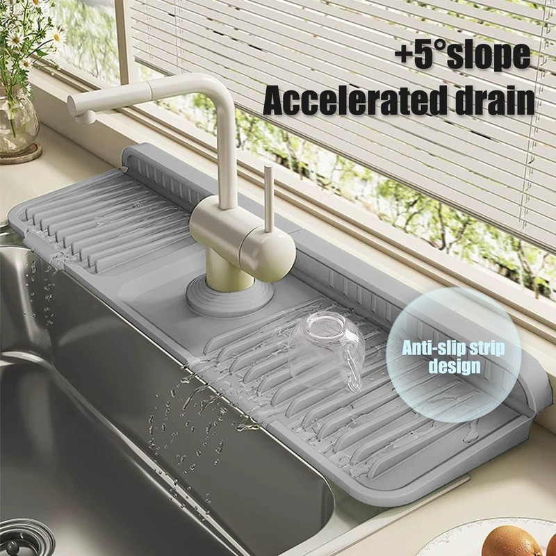 STARGAZ Silicone Faucet Mat for Kitchen Sink,Faucet Draining Mat,Sink Back