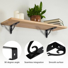 LALAGO Pack of 4 Shelf Brackets, Black Metal, 19 cm, Shelf Brackets, Vintage, Antique Style S-Shaped Shelf Brackets, Heavy Duty Angle for Wall Shelf, Floating Shelf, Wall Console, Shelves