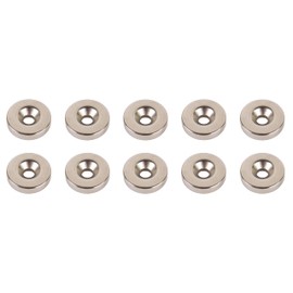WELDINGER Neodymium Magnet Round 20 x 5 mm Pack of 10 High Load Capacity with Countersunk Hole for Wall Mounting