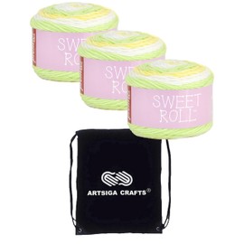 Premier Yarns Sweet Roll Melon Pop 1047-28 (3-Skeins - Same Dye Lot) Worsted Medium #4 Acrylic Yarn for Crocheting and Knitting with Project Bag