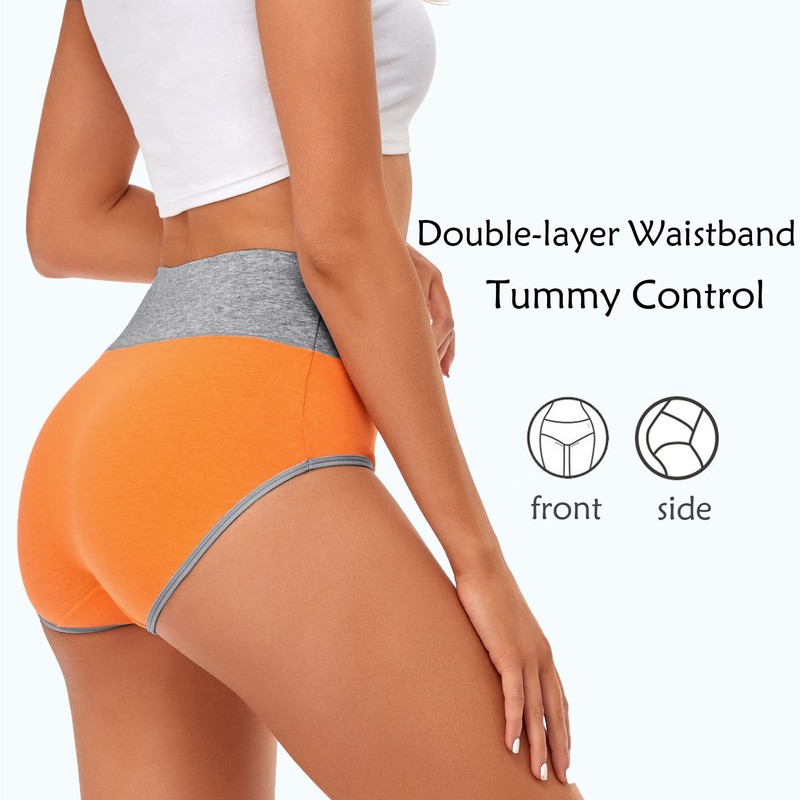 CULAYII High Waisted Underwear for Women Cotton Briefs Full Coverage