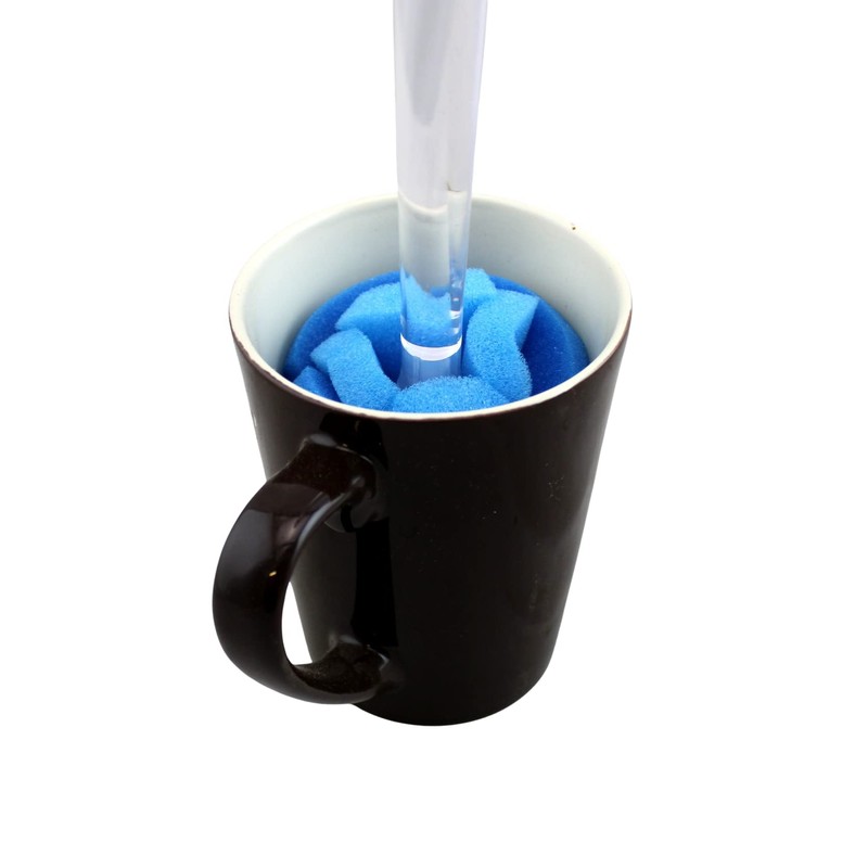 Cepillo de esponja de cristal suave al tacto, mango transparente