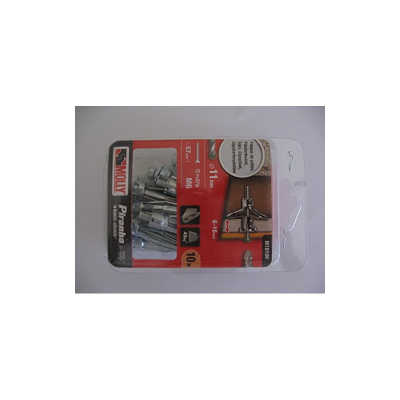 Molly m18106-xj Metal Cavity Wall Dowels with Screws M6 Diameter