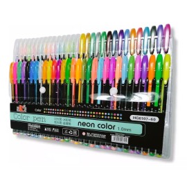 Neon Color Plumas Gel 60 Colores Metálicas Glitter Pastel