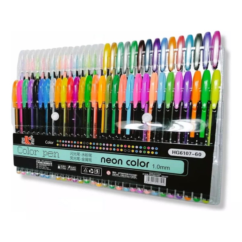 Neon Color Plumas Gel 60 Colores Metálicas Glitter Pastel