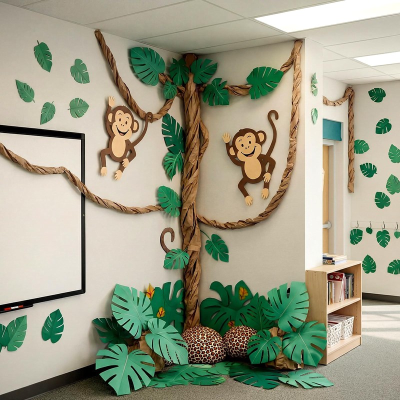 Ctosree 36 Pcs Jungle Party Decorations, Safari Rainforest Monkey Theme