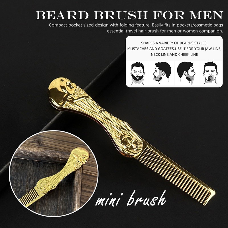 Mini Hair Beard Mustache Comb Brush Combs Metal Travel Folding