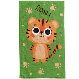 damaloo Children's Hand Towel 30 x 50 cm with Tiger Motif Cotton - Hand Towel for Boys - Guest Towel - Face Towel - Green Towel - Small Wash Cloth 30 x 50 cm - Children's Towel Small