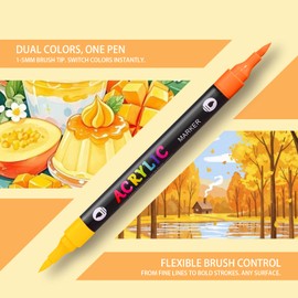 WINSONS 120 Colors Acrylic Paint Markers Dual Tip Dual Colors Brush Tip Pens for Rock Painting Supplies, Canvas, Wood, Calligraphy, Metal, Glass, DIY Crafts Art Supplies Kit (120 Colors - Dual Colors)