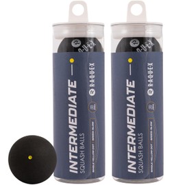 Raquex Squash Balls - 3 or 12 Balls - 4 x Speed Options: Elite Double Yellow Dot, Intermediate Yellow Dot, Beginner Red Dot Squash Balls, Junior Blue Dot (Yellow Dot, 6 Balls)