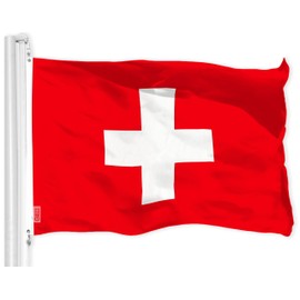 G128 Switzerland Swiss Flag | 3x5 Ft | LiteWeave Pro Series Printed 150D Polyester | Country Flag, Indoor/Outdoor, Vibrant Colors, Brass Grommets, Thicker and More Durable Than 100D 75D Polyester