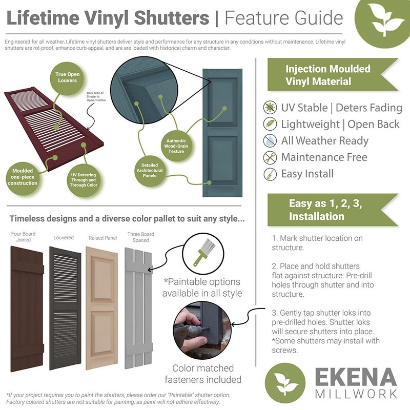 Ekena Millwork LVSL0008WH 3" Lifetime Vinyl Shutter-Lok's (8/Bag), White