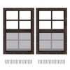 2 Pack 14" x 21" Brown Shed Window with Tempered