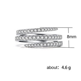 Goldenchen Fashion Jewelry 925 Sterling Silver Shiny Full Diamond Ring Three Rows Cubic Zirconia Cocktail Rings CZ Diamond Multi Row Ring Eternity Engagement Wedding Band Ring for Women Girls (9)