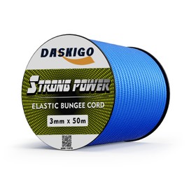 DASKIGO Elastic Bungee Shock Cord 3-8mm (Light Blue, 1/8'' x 164FT)