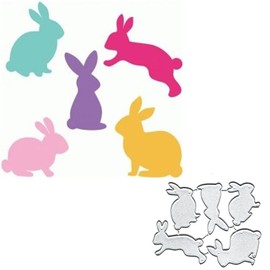 5pcs/Set Rabbits Frame Metal Die Cuts Dies Stencil, Rabbits Frame Cutting Dies Cut Stencils DIY Scrapbooking Cards Photo Album Craft Decorative Embossing Paper Dies for Album Card Scrapbooking Making