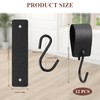 Pack of 12 S Hooks Black with Leather Loop, Clothes
